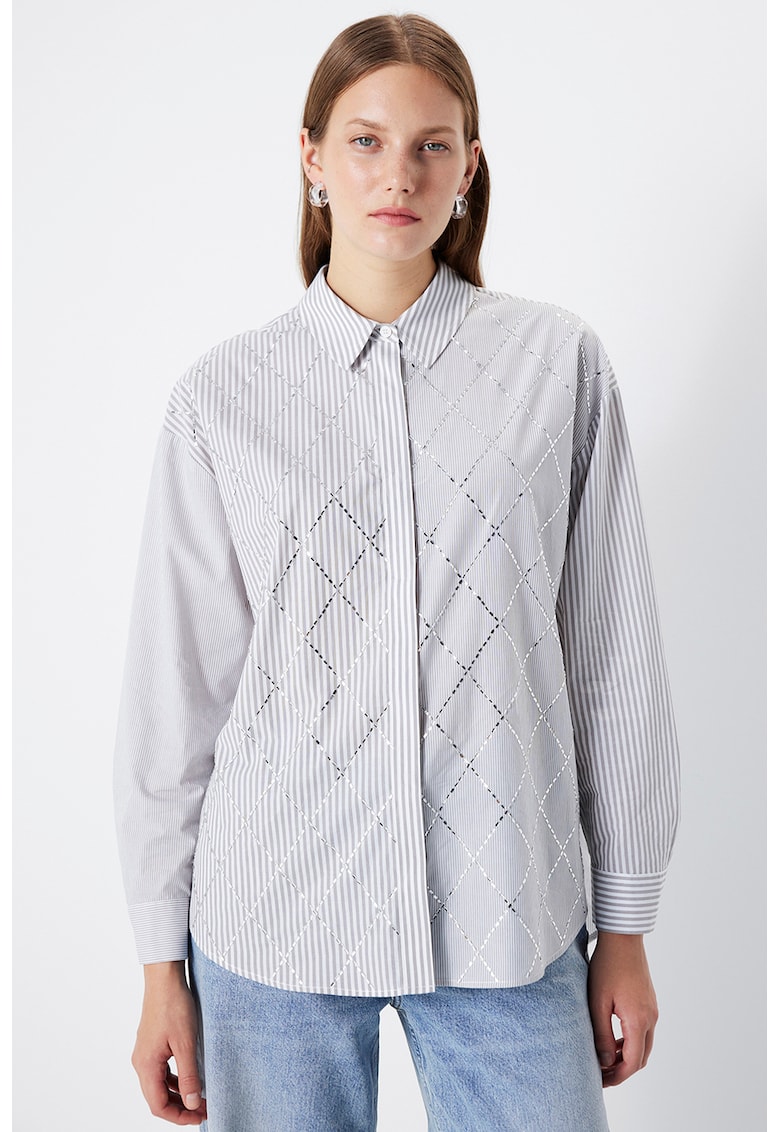 Свободна памучна риза на райе Ipekyol