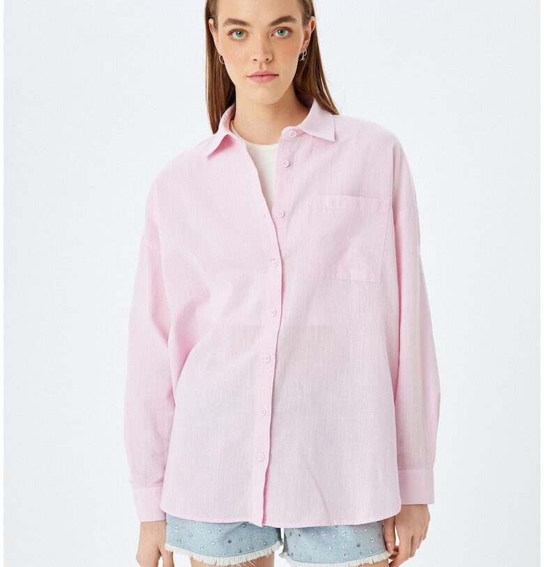 Свободна памучна риза с джоб на гърдите KOTON