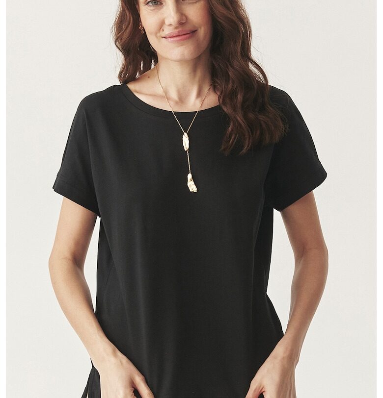 Свободна памучна тениска - Черен - Tatuum