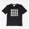 Свободна памучна тениска с лого BOSS Kidswear