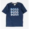 Свободна памучна тениска с лого BOSS Kidswear