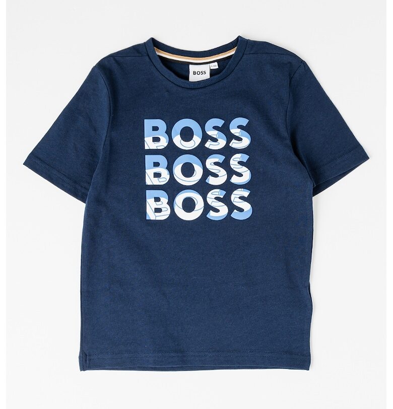 Свободна памучна тениска с лого BOSS Kidswear