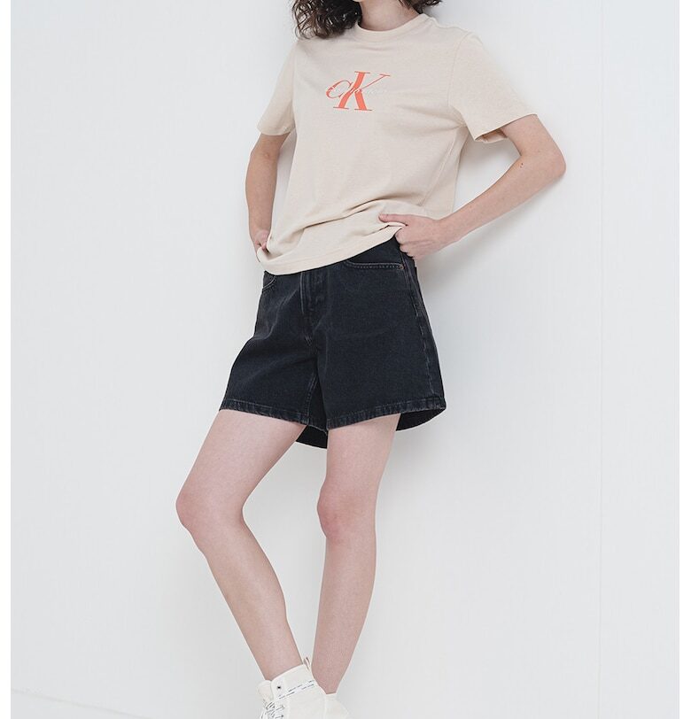 Свободна памучна тениска с лого CALVIN KLEIN JEANS