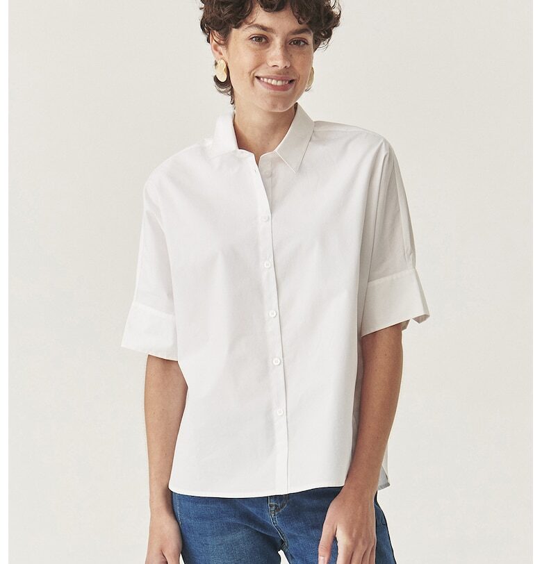 Свободна риза от памук - Бял - Tatuum