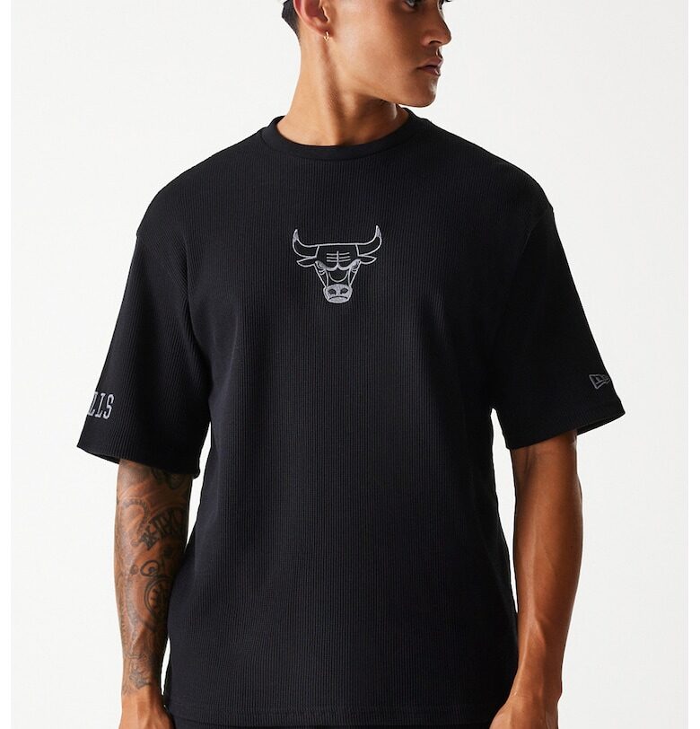 Свободна рипсена тениска - Черен - Сив - New Era