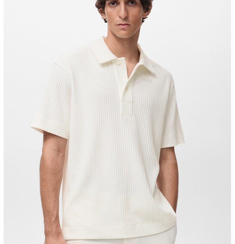 Свободна рипсена тениска с яка Mango