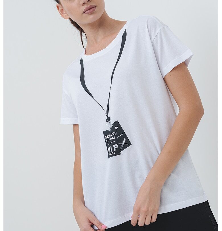 Свободна тениска от памук с лого ARMANI EXCHANGE