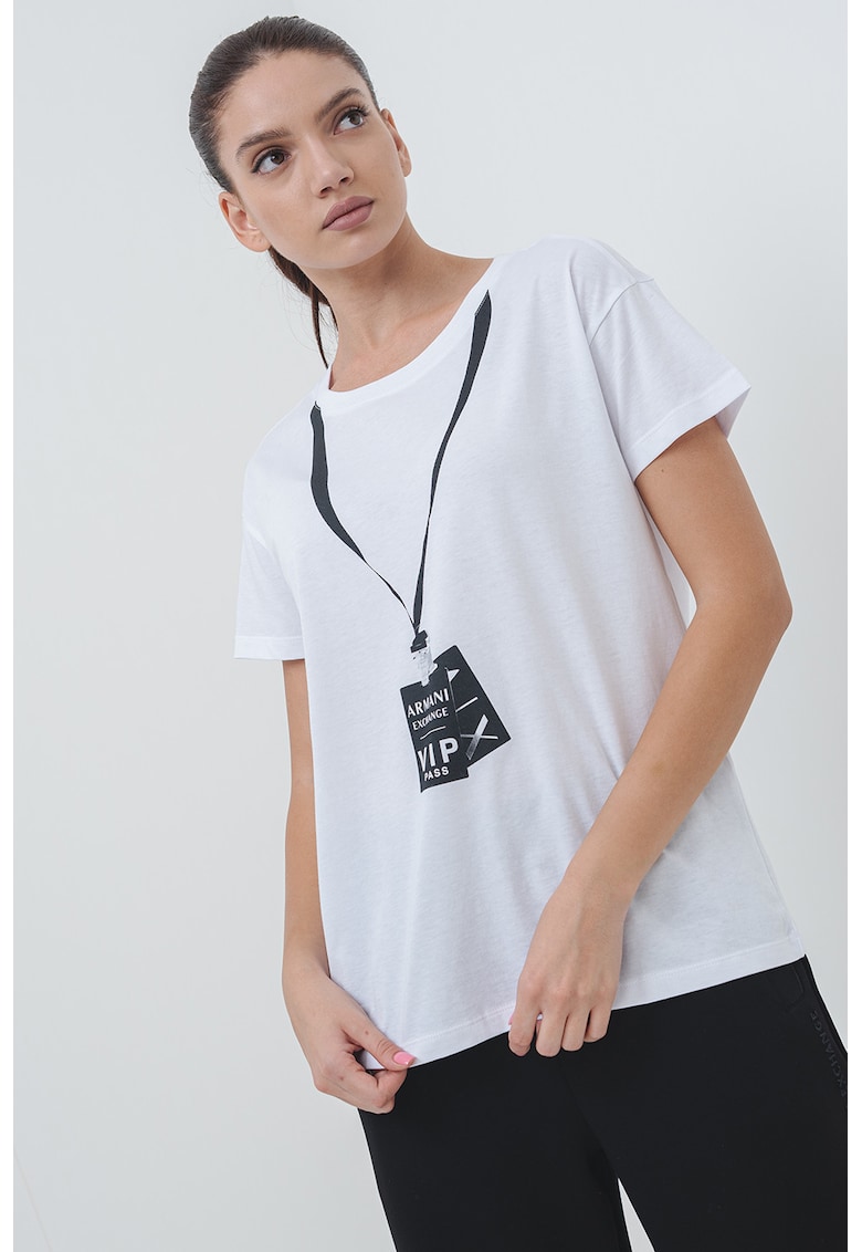 Свободна тениска от памук с лого ARMANI EXCHANGE