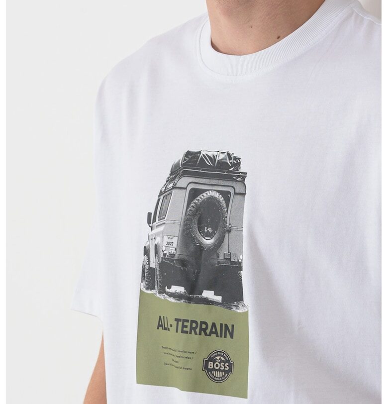 Свободна тениска от памук с фото щампа BOSS