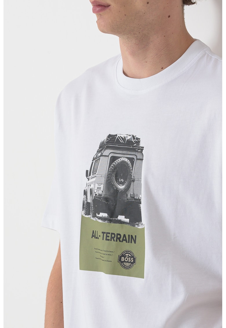 Свободна тениска от памук с фото щампа BOSS