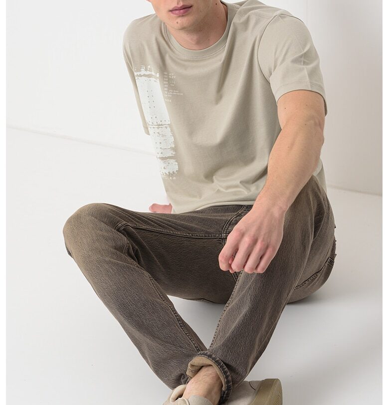 Свободна тениска от памук с фото щампа BOSS