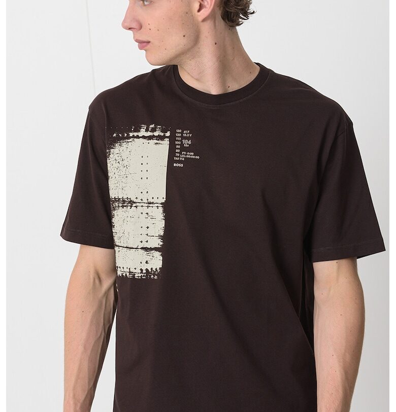 Свободна тениска от памук с фото щампа BOSS