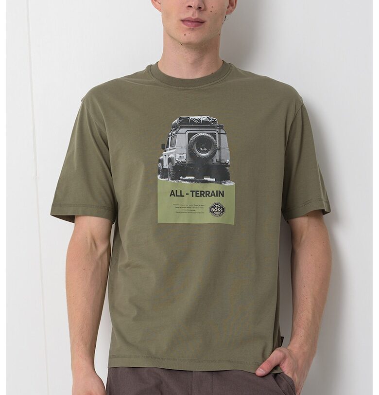 Свободна тениска от памук с фото щампа BOSS