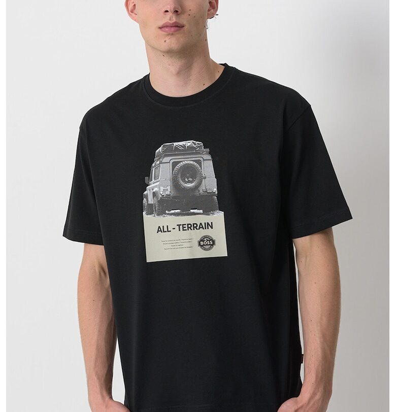 Свободна тениска от памук с фото щампа BOSS