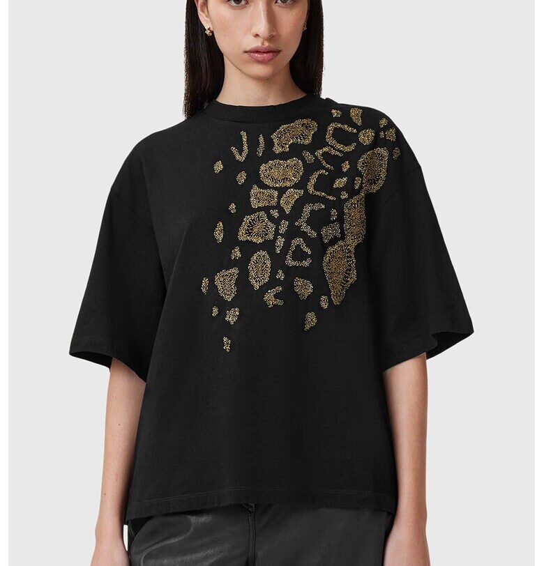 Свободна тениска с декоративни камъни AllSaints
