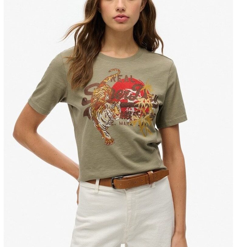 Свободна тениска с декоративни камъни SUPERDRY