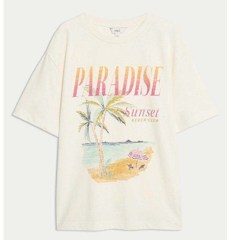 Свободна тениска с принт Marks  Spencer