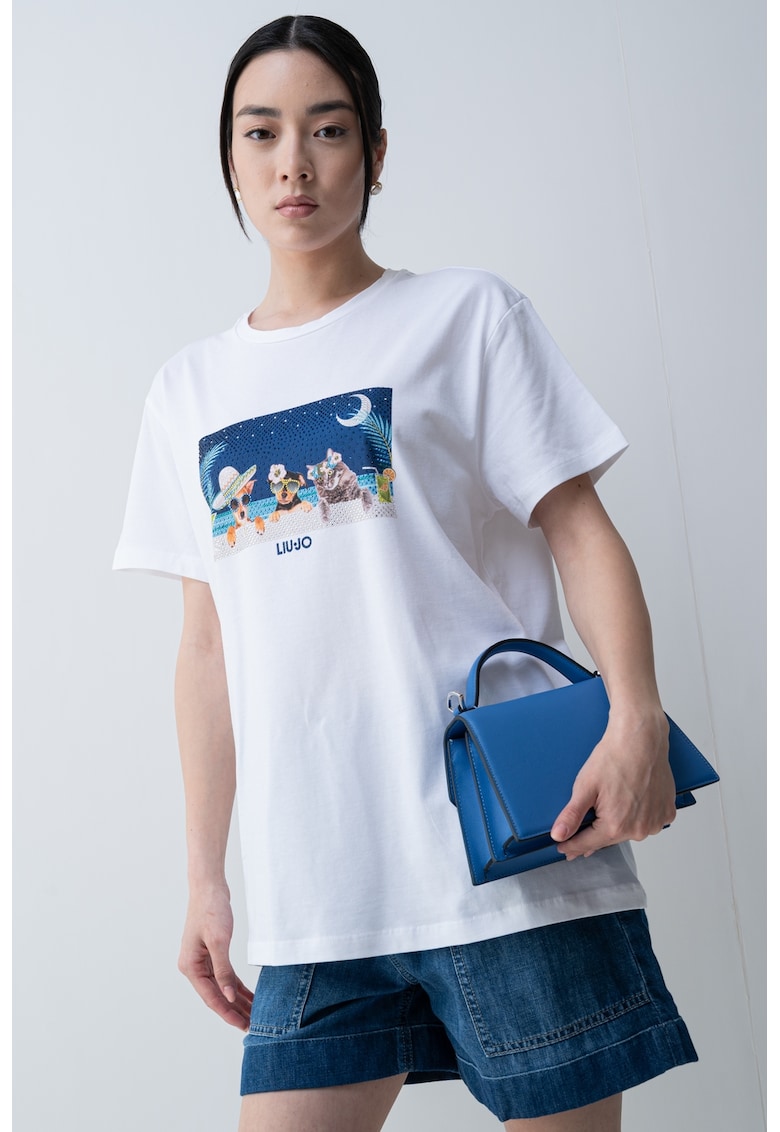 Свободна тениска с фигурален принт Liu Jo