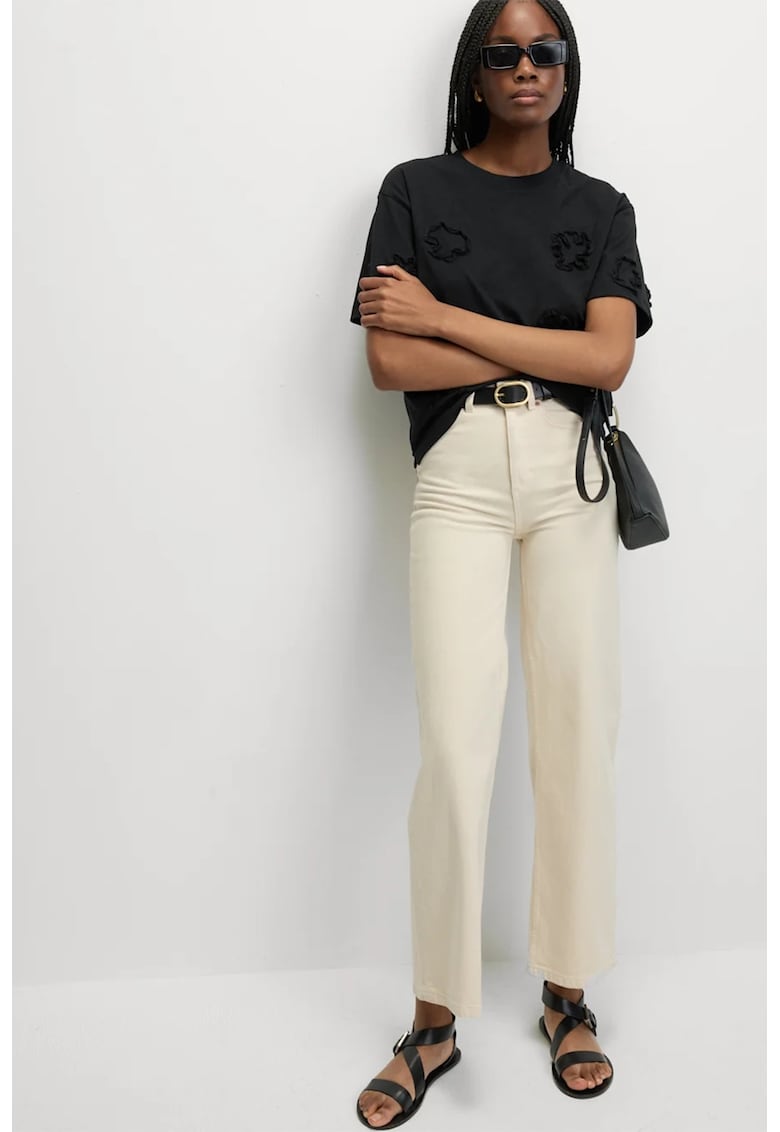 Свободна тениска с флорални апликации Marks  Spencer