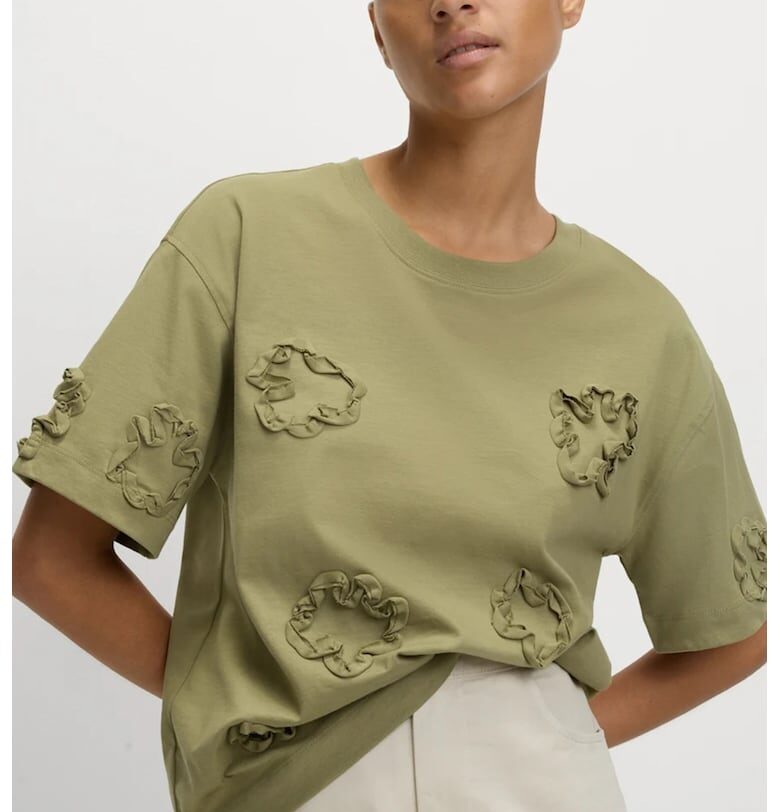 Свободна тениска с флорални апликации Marks  Spencer