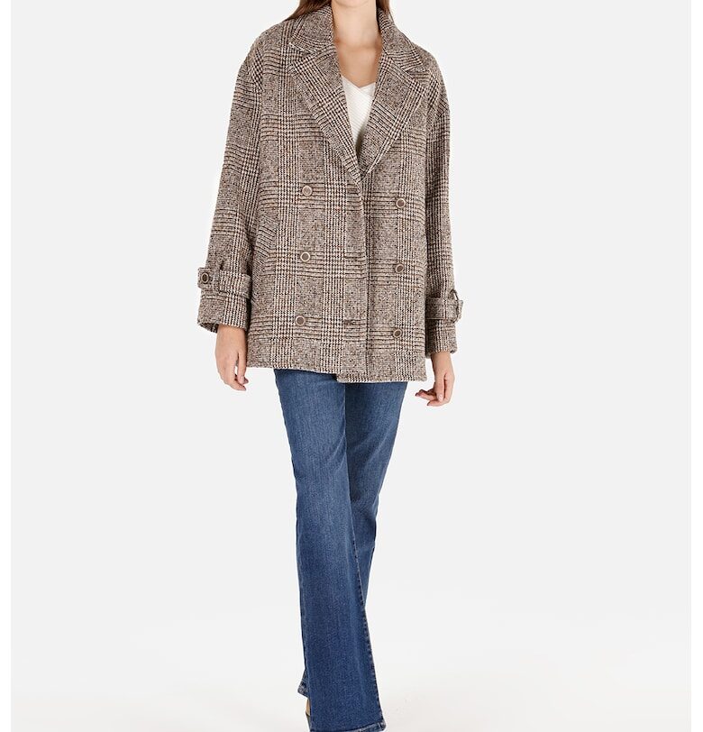 Свободно карирано палто COLINS