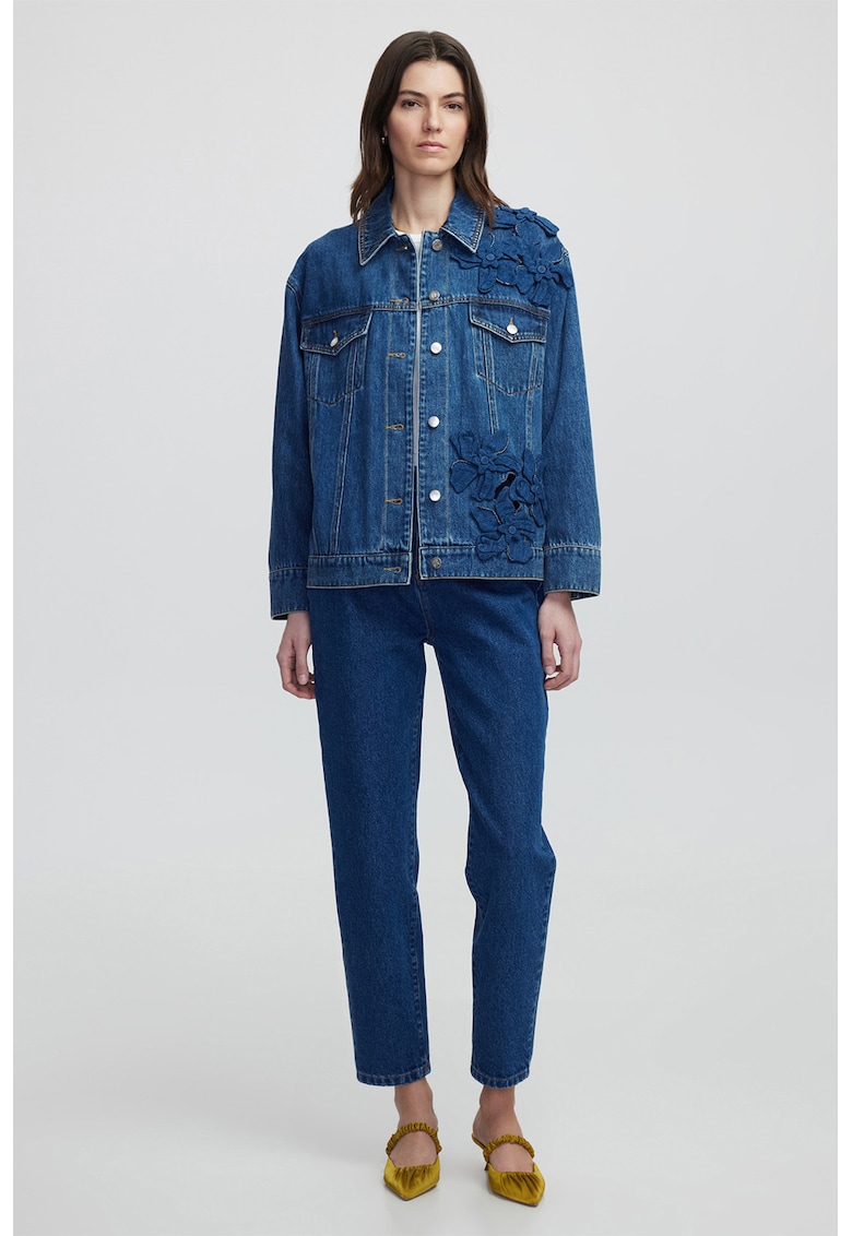 Свободно яке от деним с флорални апликации Ipekyol