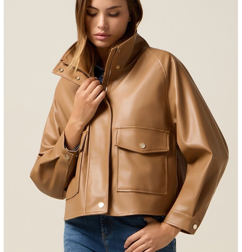 Свободно яке от еко кожа с джобове Oltre