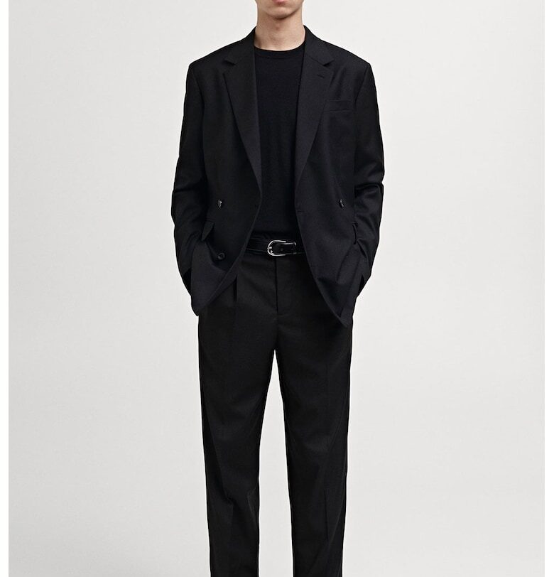 Скосен панталон с басти Mango