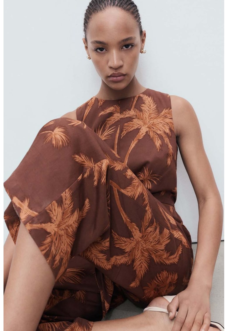 Скъсен гащеризон с лиосел с флорален десен и отвори Mango