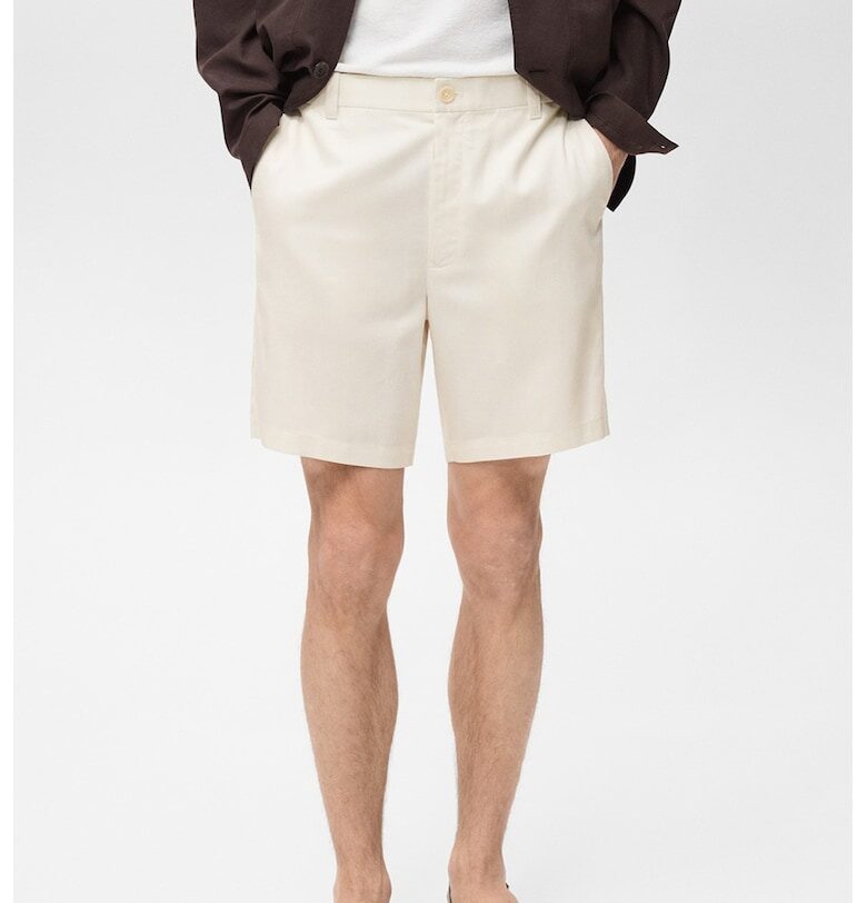 Слим бермуди с лен Mango