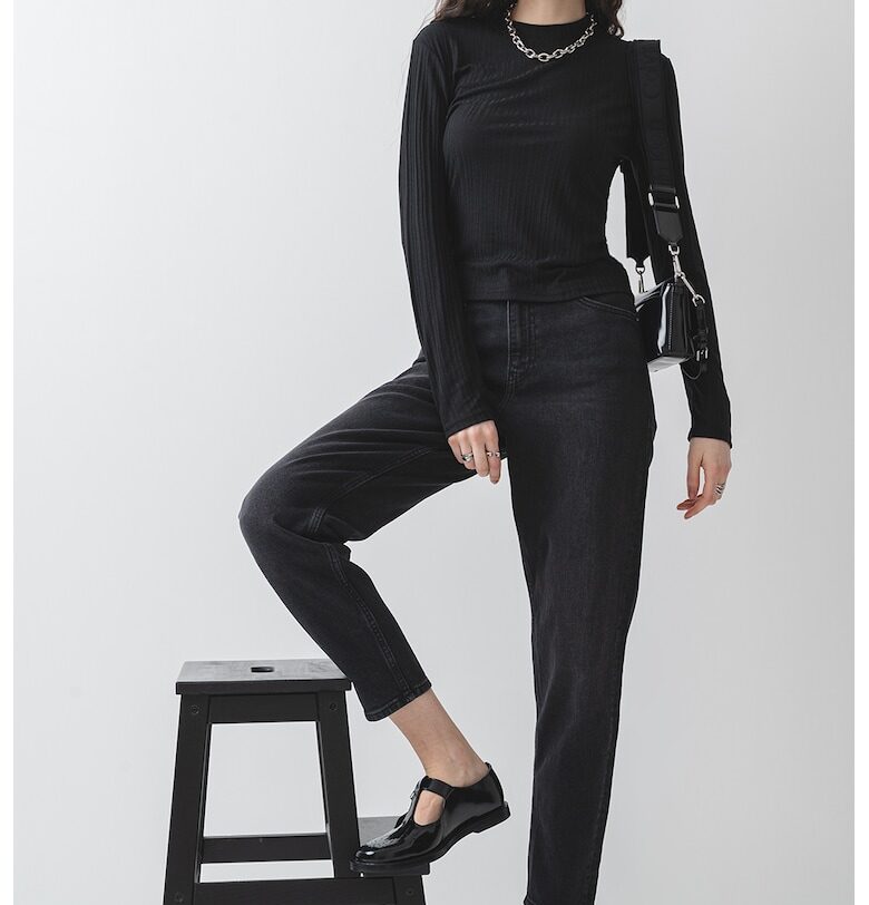 Слим блуза с овално деколте CALVIN KLEIN JEANS