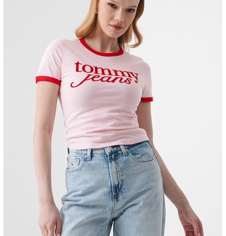 Слим къса тениска с лого Tommy Jeans