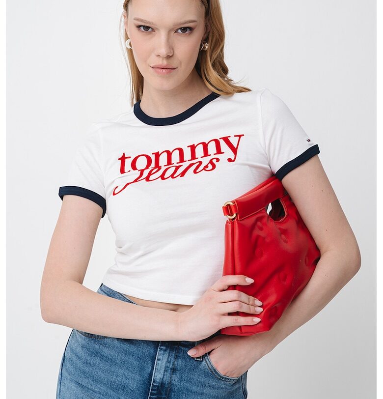 Слим къса тениска с лого Tommy Jeans