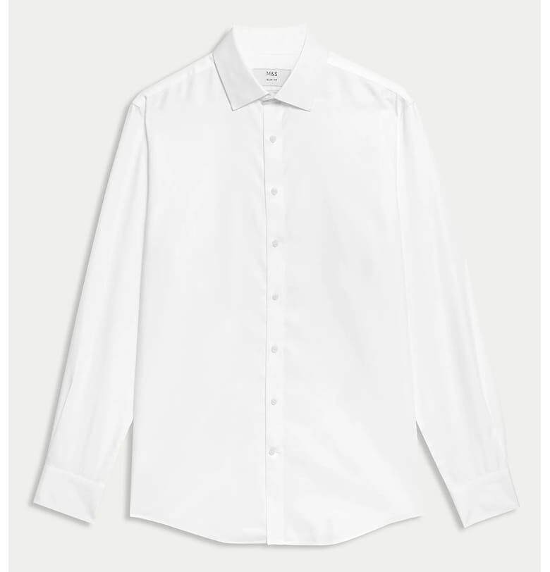 Слим памучна риза Marks  Spencer