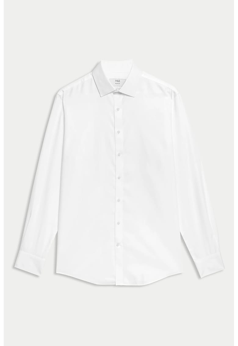 Слим памучна риза Marks  Spencer