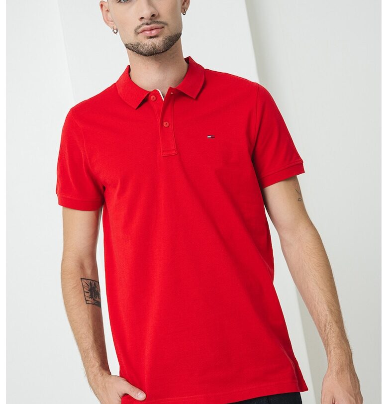Слим памучна тениска с яка Tommy Jeans