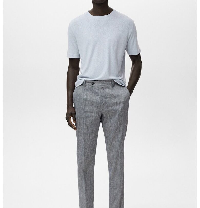 Слим панталон с лен Mango