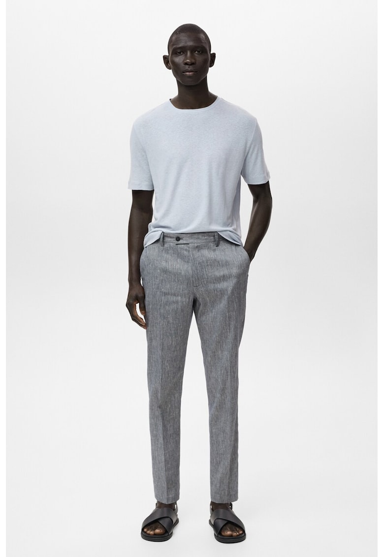 Слим панталон с лен Mango