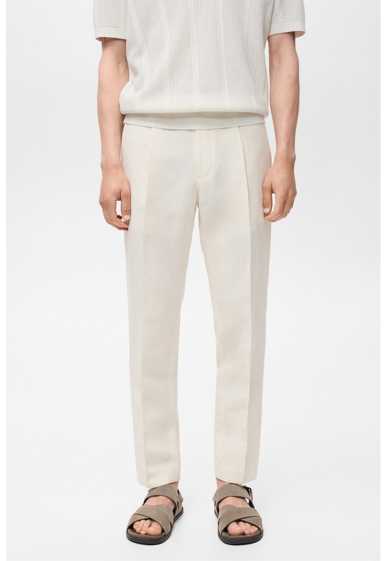 Слим панталон с лен и лиосел Mango