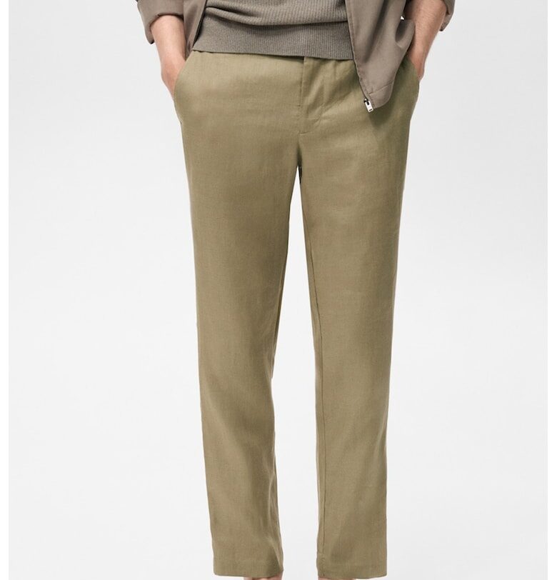 Слим панталон чино от лен Mango