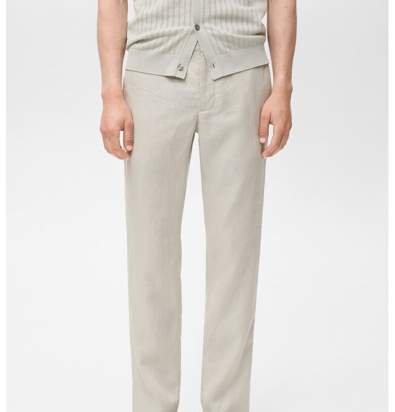 Слим панталон чино от лен Mango