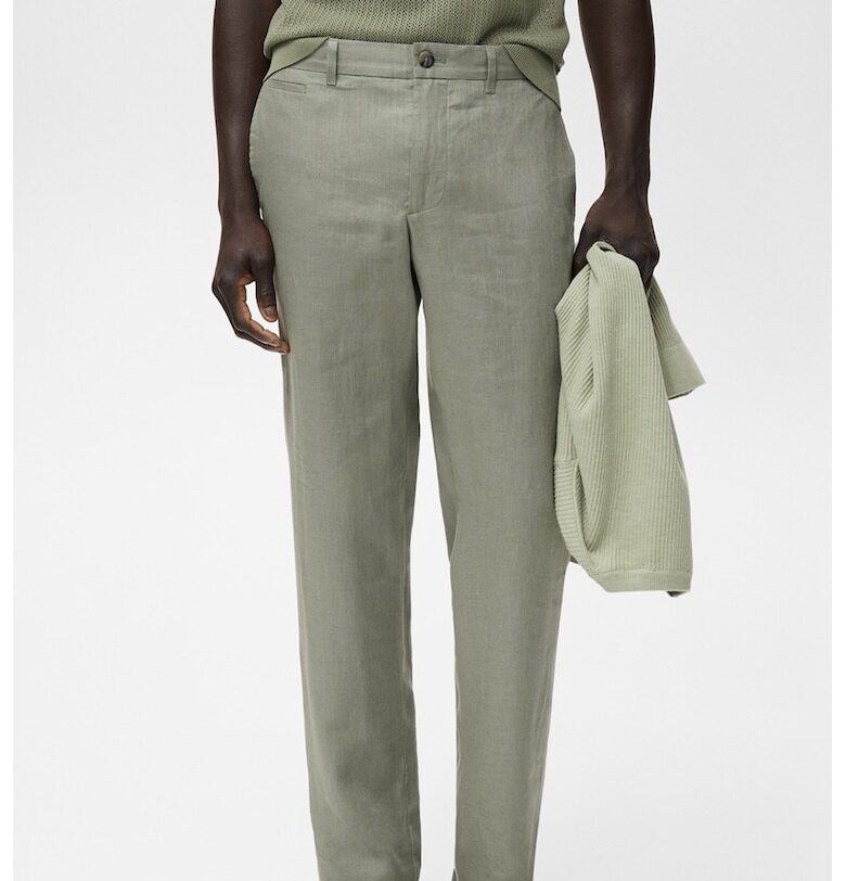 Слим панталон чино от лен Mango