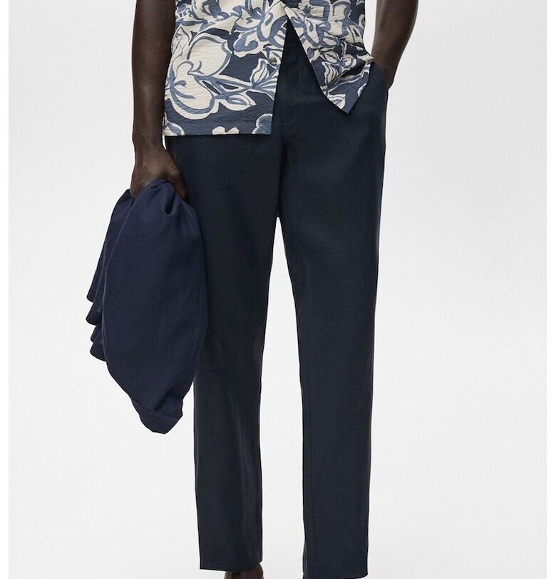 Слим панталон чино от лен Mango