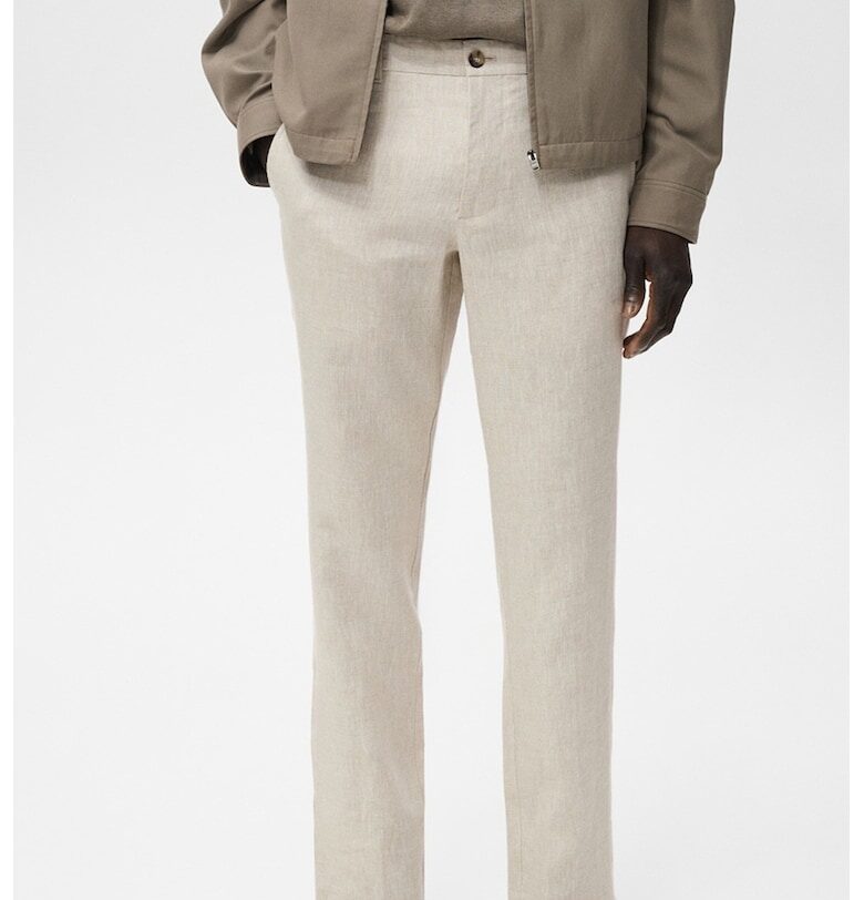 Слим панталон чино от лен Mango