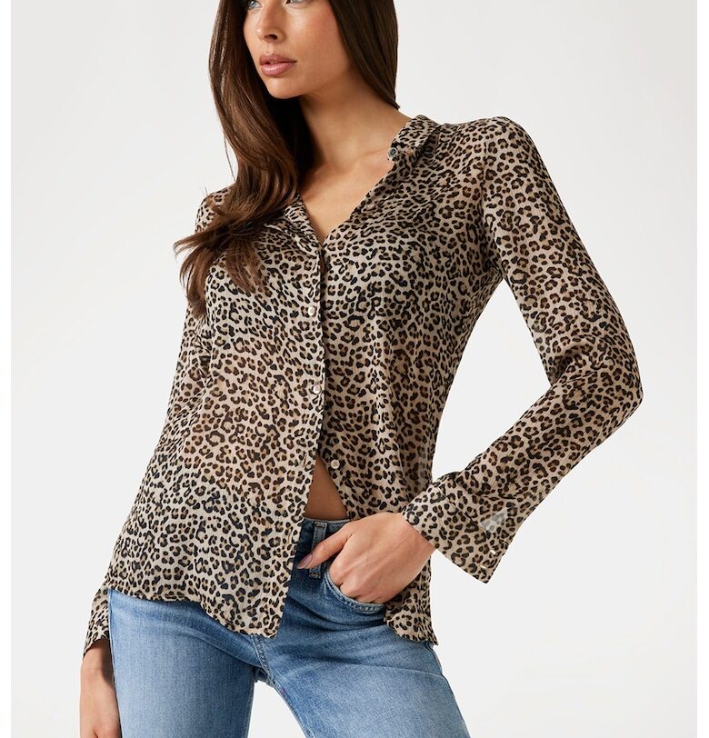 Слим риза с животинска шарка GUESS