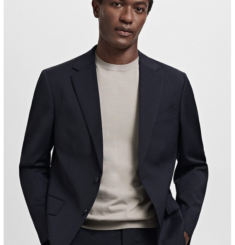 Слим сако от необработена вълна Mango