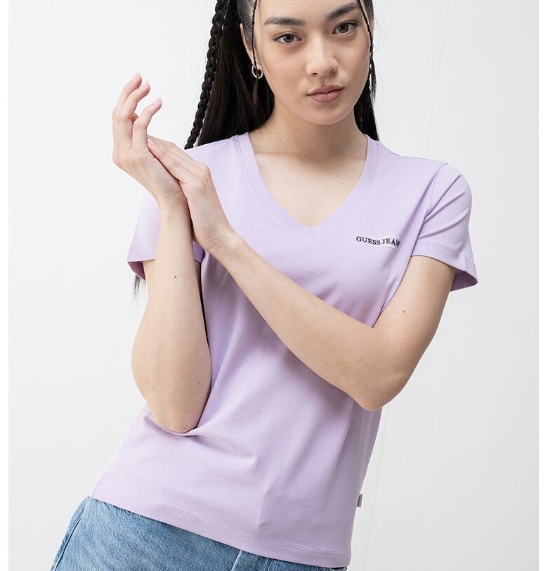 Слим тениска America с шпиц GUESS JEANS