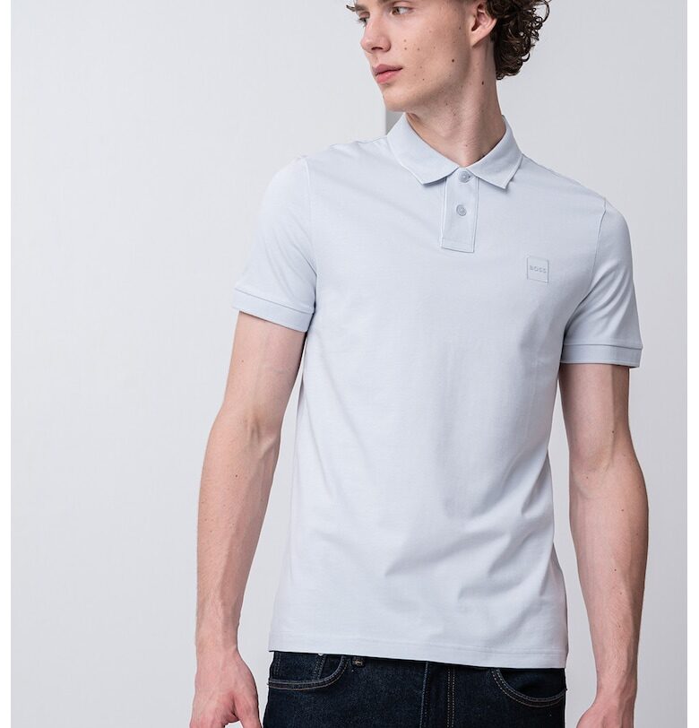 Слим тениска Passenger с яка BOSS