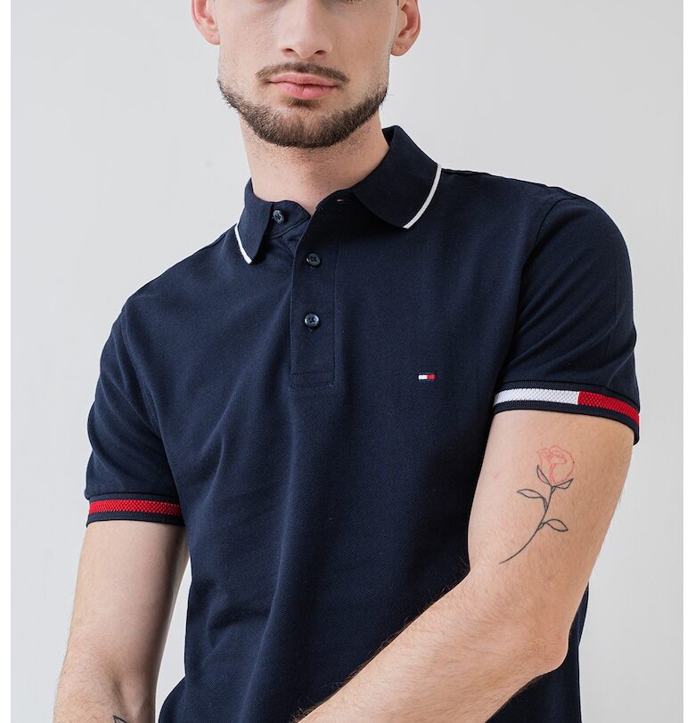 Слим тениска Signature с яка Tommy Hilfiger