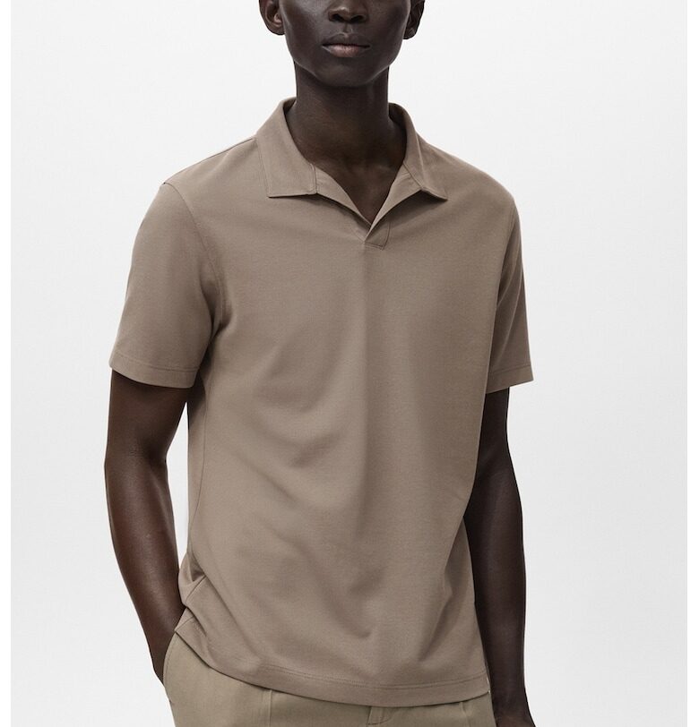 Слим тениска от пике с яка Mango